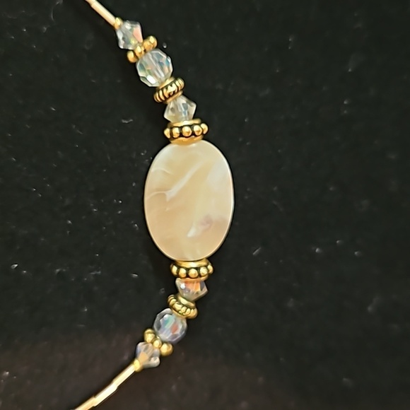 1/20 14K GP Necklace w/ Mother of Pearl & AB Crystals - Picture 2 of 8